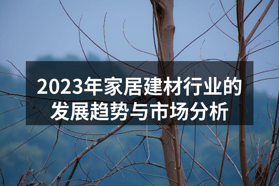 2023年家居建材行业的发展趋势与市场分析
